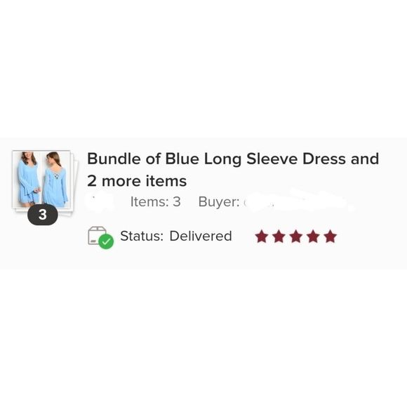 Blue Long Bell Sleeve Dress - Picture 5 of 7